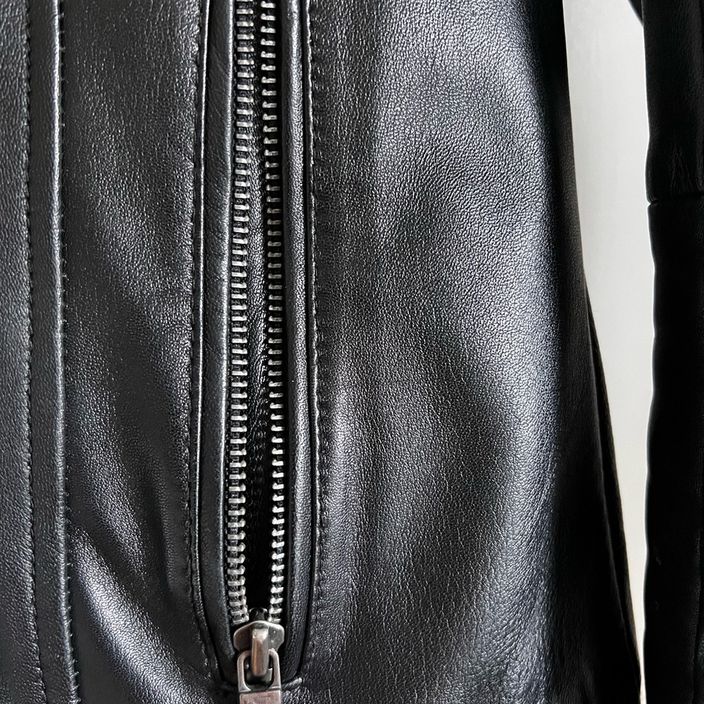 Leather jacket - Black Motorcycle Jacket - Picture 5 of 5